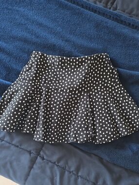 Zara Black Skater Skirt with White Polka Dots